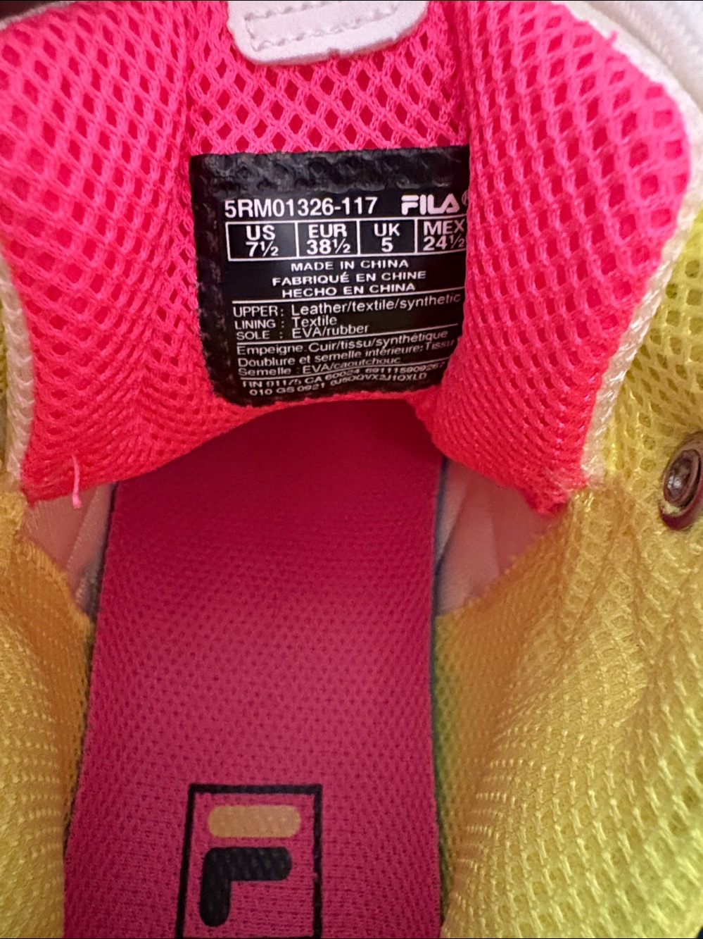 FILA women White Sneakers with Pink, Neon Yellow & Blue Accents brand new - Picture 5 of 12